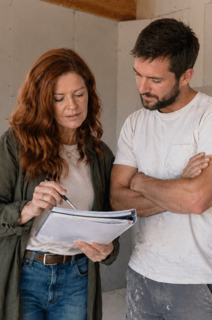 Artisan et Conseillère accompagnent les clients pour leur projet d'isolation à Lyon