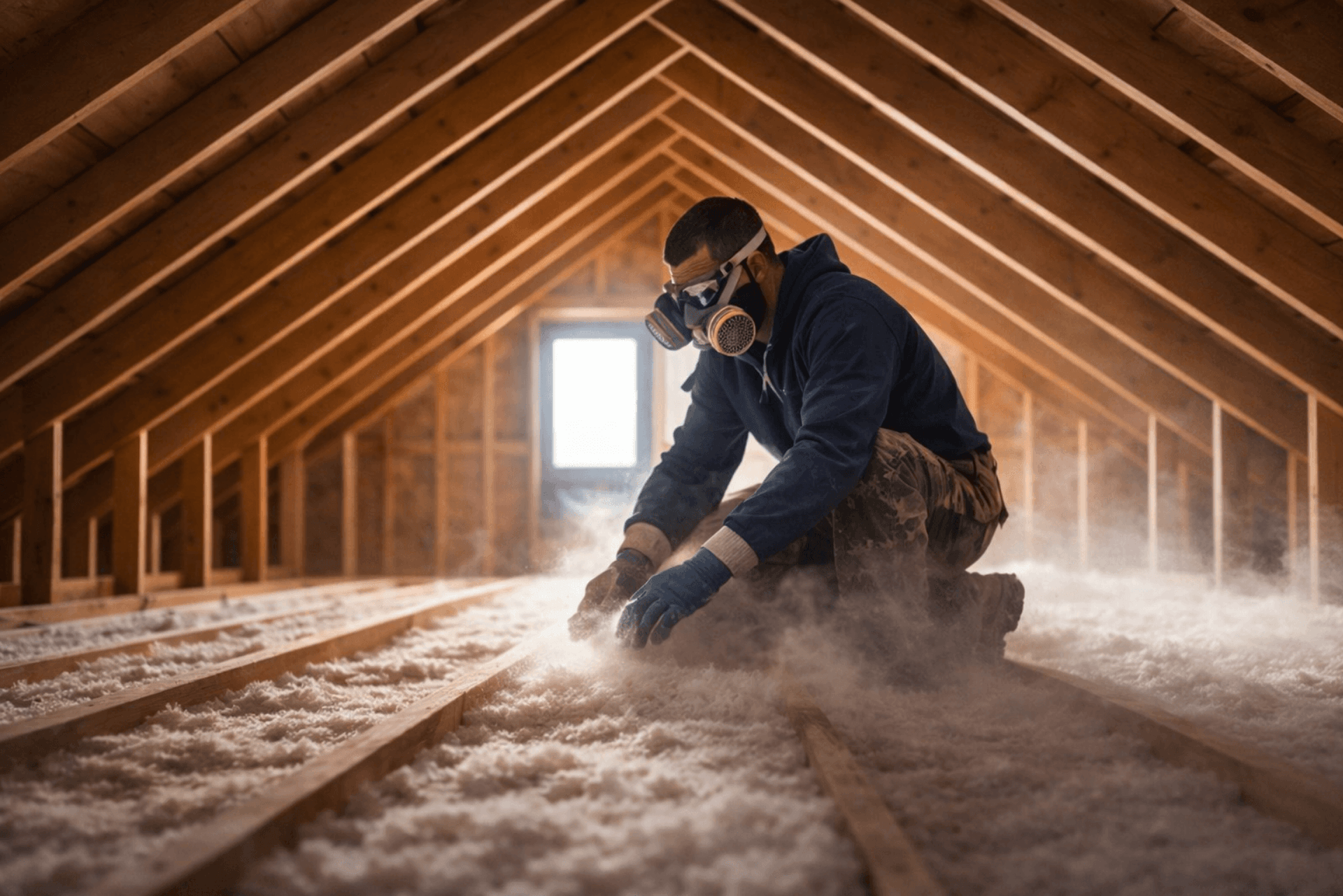 Un artisan lyonnais en travaux d'isolation de combles perdus